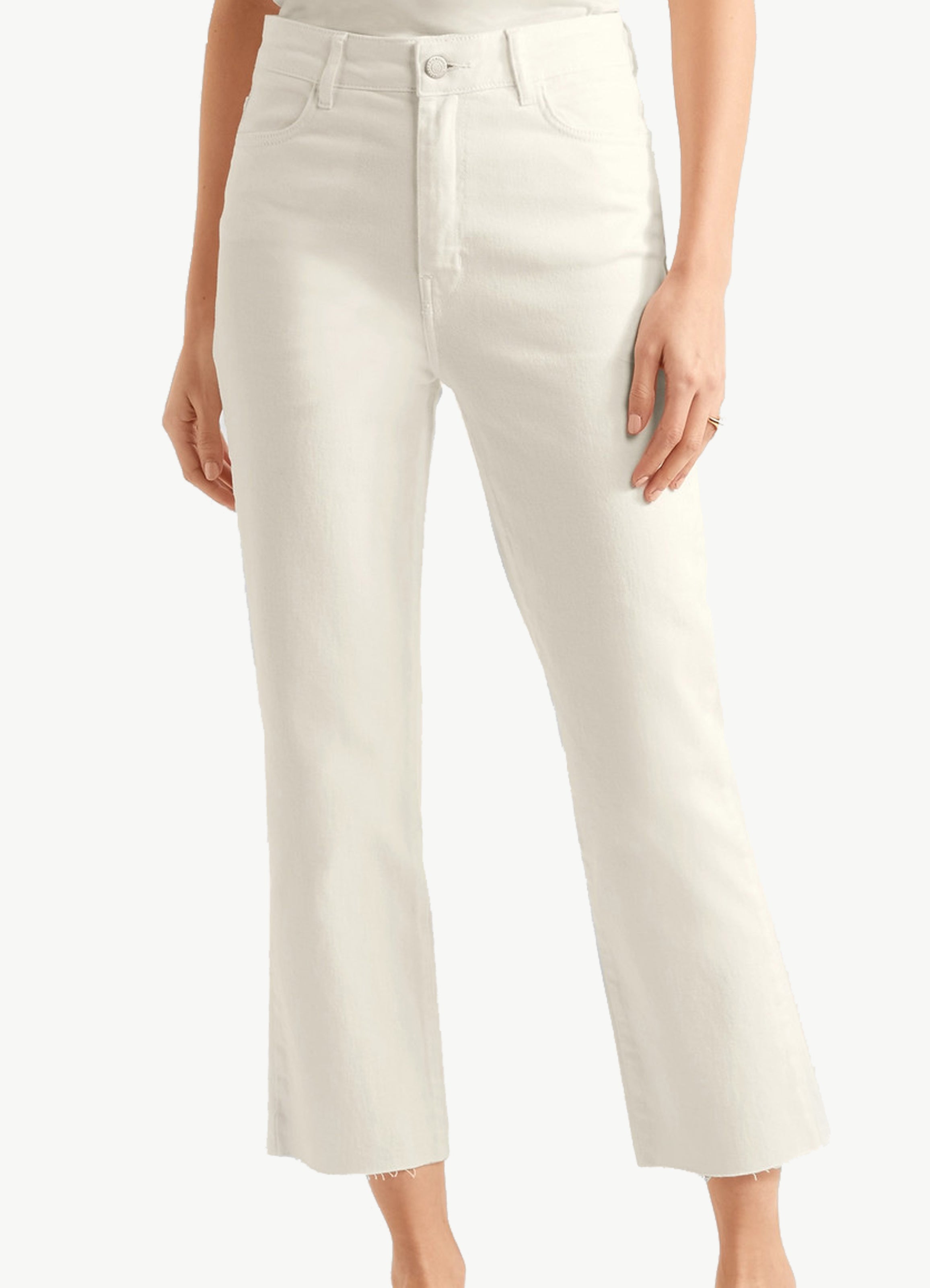 BC1 High-Waist Off-White Cut-Off Cropped Jeans